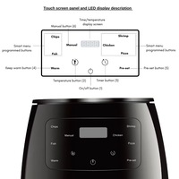 Frigo-Friteuse Électrique à Air Chaud 4.5L 6L, Sans Huile pour Cuisson Domestique de Forme Carrée