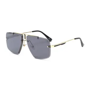 Neuer Metall-Stil randlose Sonnenbrille Herren Damen quadratische Sonnenbrille Herren Sonnenbrille Anti-Blaulicht-Brille