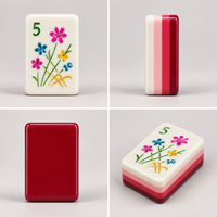 Ubin Mahjong Amerika Berukir 160PCS Mewah 4-Lapisan Merah 32mm Akrilik untuk Hadiah Stok Gudang