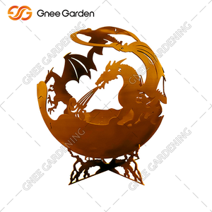 Corten Steel Outdoor <b>Fire</b> <b>Pit</b> Weather-Resistant Sphere for Garden Decoration Freestanding <b>Iron</b> Structure for Patio Use Firewood - Product Image 2