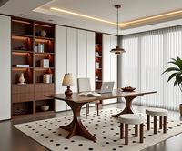 Bureau-bibliothèque moderne sur mesure pour hôtel et appartement, éco-responsable (niveau ENF), modulaire, avec choix multiples de panneaux, direct usine