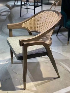 Sedia da Pranzo per Ristorante e <span class=keywords><strong>Cucina</strong></span> in Legno con Schienale in Rattan Vimini e Morbido Cuscino - Campione Gratuito - Product Image 5