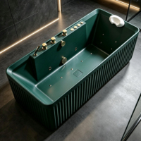 Baignoire de massage vert foncé en pierre artificielle avec motif pierre, baignoire de massage autonome