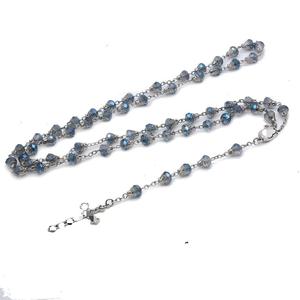 Collier chapelet en cristal Orchidée encre, Argent 925, Bijou unisexe pour cérémonie religieuse - Product Image 3