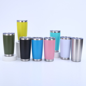 Leak Proof Powder Coated 20 Oz Vaccum Stainless Steel Camping Travel Coffee Cup Mug With Strew Lid - Product Image 2