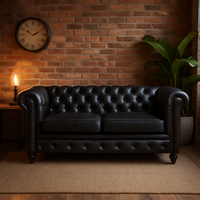 Canapé Chesterfield en cuir véritable de luxe |   Cadre en bois massif fait main |   Couleurs et tailles personnalisées |   Utilisation à domicile ou en hôtel |   Akku Art Exports