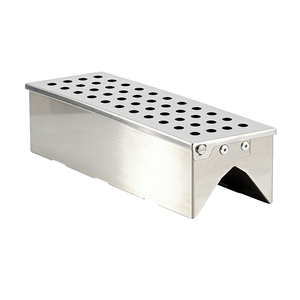 Boîte à fumée Pinnovo en acier inoxydable pour copeaux de bois, double forme en V, avec couvercle à charnières, pour barbecue au charbon de bois, couvercle de barbecue extérieur - Product Image 5