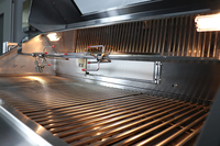 Cuisine extérieure entièrement en acier inoxydable avec fenêtre de visualisation, barbecue à gaz 6 brûleurs avec roulettes