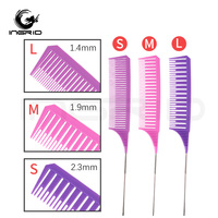 Peigne de mise en évidence de rat en plastique ABS avec logo personnalisé d'usine ensemble de peignes de séparation de queue de rat de coiffure en queue d'épingle en acier inoxydable