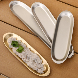 Plateau ovale durable en <span class=keywords><strong>acier</strong></span> inoxydable pour crevettes, boulettes de bœuf, sushis, barbecues, et snacks créatifs – Vaisselle de table pour fondue - Product Image 2