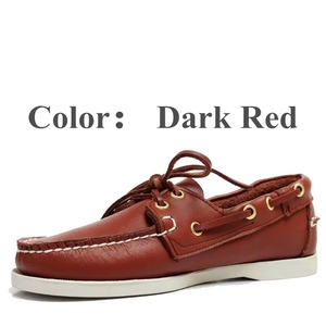 Chaussures bateau unisexes vintage à lacets, mocassins respirants en cuir véritable, chaussures de pont décontractées pour hommes et femmes - Product Image 2