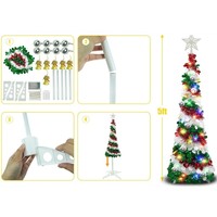 Arbre de Noël pliable de 5 pieds 150cm avec minuterie de 60 lumières pour décorations intérieures et extérieures