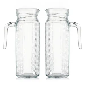 Geprägtes Design 1000ml 1L Wasserglas flasche Transparenter Glaskrug