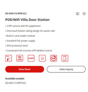 Videoportero Hik con WiFi, 2MP, IP65, PoE, Detección de Movimiento, Embalaje en Caja a Color, Stock Local en EE. UU. - Product Image 2