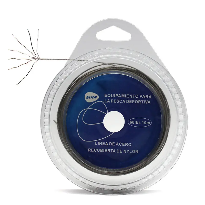 10LB-200LB 10 Meter 7 Stränge Angelschnur Draht Leader Nylon beschichteter Stahl Leader Wire mit Crimps-Hülsen