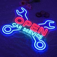 Enseigne néon ouverte de service de voiture pour décoration murale, néon dimmable de garage de voiture pour atelier de réparation de voiture