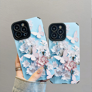 Custodia per cellulare in pelle artificiale TPU con stampa di fiori, farfalle bianche e rosa per <span class=keywords><strong>iPhone</strong></span> X, XR, 11, 12, <span class=keywords><strong>13</strong></span>, 14, 15, 16, 17, 18 Pro Max - Product Image 2