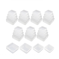 Petits récipients en plastique Boîtes carrées vides en plastique transparent de tailles mixtes pour l'organisation de petits objets bijoux
