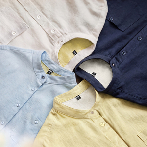 Chemise <span class=keywords><strong>Femme</strong></span> Maden Style Preppy Décontractée Col Mandarin Légère Coupe Ample Minimaliste Tendance Automne 2026 - Product Image 1