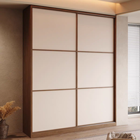 Porte battante de placard avec poignée métallique, design Mid-Century à lignes épurées, finition color block en placage de bois, pour chambre à coucher