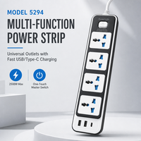 Multiprise universelle OEM en gros, 4 prises CA, double USB Type C, interrupteur maître, pour usage résidentiel, commercial et villa, avec rallonge