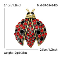 XILIANGFEIZI Broche Coccinelle Entièrement Sertie de Diamants, Style Euro-Américain, Accessoires Épingles Insectes, Vente en Gros Usine
