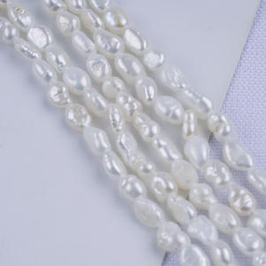 Perles d'eau douce baroques naturelles blanches 18cm 3-4mm, brillantes des deux côtés, semi-finies pour collier et bracelet DIY, trou horizontal, Wenchi - Product Image 2
