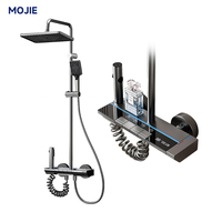Ensemble de douche à affichage numérique avec contrôle thermostatique, jet rectangulaire en ABS et silicone, et tuyau anti-éclatement