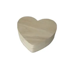 Taille personnalisée de boîte de forme de coeur en bois non fini en gros avec le couvercle de levage grand pour le découpage de cadeau de noël