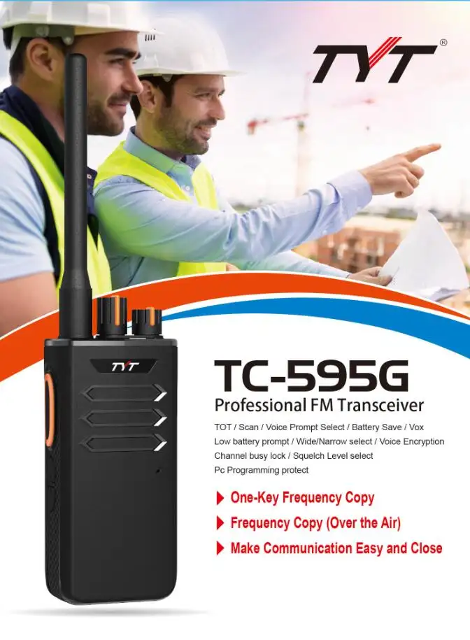 TC-595G 5W high quality low cost type C battery frequency copy long range walkie talkie 2 way radio