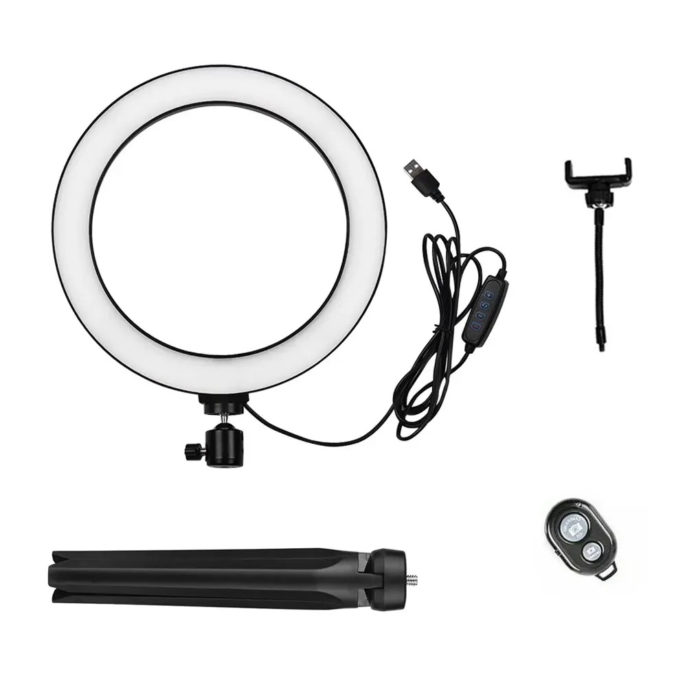 10 Inch Led Ring Licht Met Statief Telefoon Houder Afstandsbediening 3200K-5500K Dimbare Tafel Camera licht Lamp 3 Lichtstanden