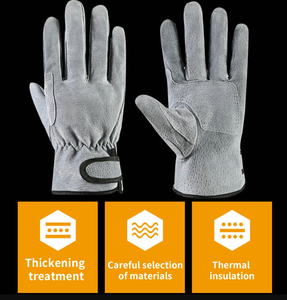 Domuz derisi deri kaynak eldiveni ısıya dayanıklı esnek <span class=keywords><strong>24CM</strong></span> gri iş güvenliği eldiveni kaynakçı için - Product Image 5