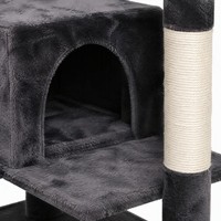 Grand arbre à chat en bois avec griffoir en sisal et maisonnette
