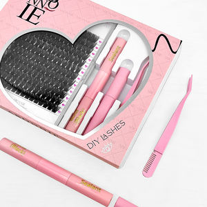 Abonnie ชุดต่อขนตาปลอมสีดำด้านแบบ DIY ชุดต่อขนตา - Product Image 1