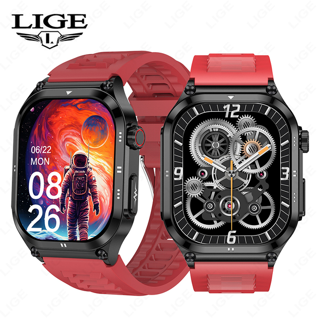 Lige BWET281 ET281 Montre Intelligente Smart Watches ECG Monitoring 2.04inch AMOLED Touch Screen Wireless Call 380mah Smartwatch