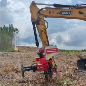 XUVOL Forestry Machinery Plantation Equipment 13-15T Excavator Attachment Pit Rotator <b>Soil</b> Pusher Double-bin Fertilizer <b>Spreader</b> - Product Image 2