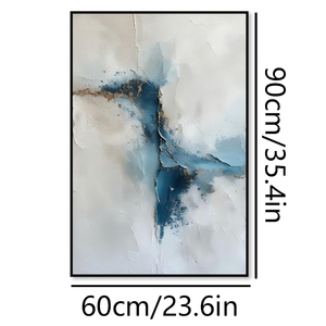 <span class=keywords><strong>Dipinto</strong></span> a Olio Astratto Testurizzato <span class=keywords><strong>Dipinto</strong></span> a Mano - 60x90cm Arte su Tela <span class=keywords><strong>Blu</strong></span> e Oro per Decorazione Parete Soggiorno - Product Image 2