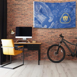 Bandera del Equipo Pumas UNAM, Pancarta del Club de Fútbol Azul y Amarillo con Logotipo, Decoración Deportiva de Poliéster para Colgar en Interiores y Exteriores - Product Image 4