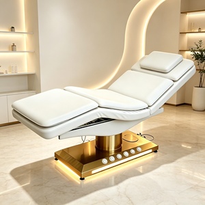 <b>Electric</b> Facial Bed Professional Luxury Stainless Steel Gold 3 Motors Curved Salon Spa Lash Bed Massage <b>Table</b> Facial Beauty Bed - Product Image 5