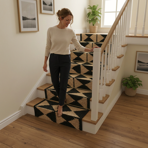 Tapis de couloir rectangulaire en jute tressé à la main, couleur unie géométrique, à poils plats, antidérapant, avec envers en jute, fin (0,2-0,4 po) - Product Image 1