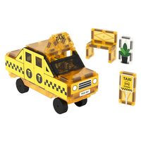 30 Piezas de Bloques Magnéticos Educativos Montessori STEM, Juego de Bloques de Construcción con Temática de Taxi, Juguete de Construcción para Niños