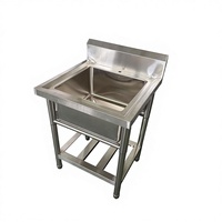 Wastafel Komersial Satu Lubang dengan Rak Pengering Bahan Stainless Steel 201 0.8mm untuk Dapur, Bar, Restoran, Persiapan Makanan, dan Utilitas
