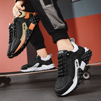 Vente en gros de baskets polyvalentes en cuir PU imperméable pour hommes, à blocs de couleur, pour toutes les occasions, chaussures décontractées en cuir PU pour hommes