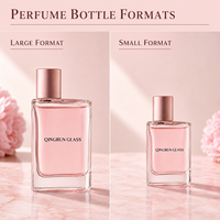 Flacon de parfum en verre plat avec bouchon et boîte, 25 ml 50 ml 100 ml, emballage de parfum vide