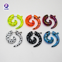 Bijou de corps en acrylique solide avec motif éclaboussures de peinture et design en spirale, orange, pour mariage, fiançailles, fête, cadeau pour enfants