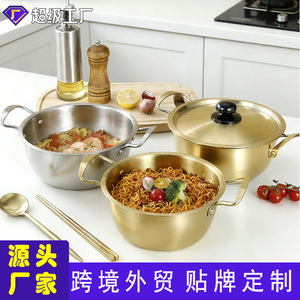 Pot à nouilles instantanées en acier inoxydable, pot à soupe épaissi à double anse, résistant à la chaleur pour une utilisation sur le réchaud - Product Image 5