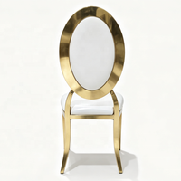 Chaise ovale en acier inoxydable doré, chaise de banquet de luxe pour mariage, chaise rembourrée blanche, mobilier pour événements