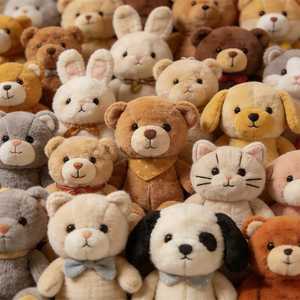Jouets en peluche personnalisés, doux, kawaii, mignons, animaux de dessin animé multicolores, ours, lapin, chat, chien, jouets en peluche pour anniversaire - Product Image 1