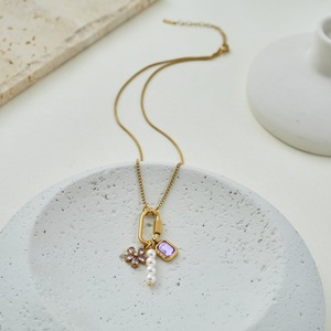 สร้อยคอหรูหราทำจากสแตนเลสสตีล ดีไซน์เรขาคณิตทันสมัย พร้อมจี้มุก สร้อยคออเนกประสงค์และสง่างาม - Product Image 3