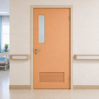 Porte de salle de bain pour blocs opératoires avec fenêtre en verre dépoli et grille de ventilation inférieure, idéale pour les chambres de patients